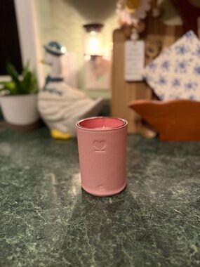 Anthropologie Pink Leather-Wrap Scented Candle